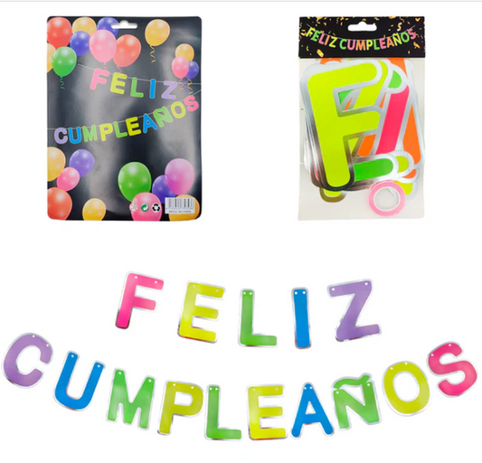 Banderin Letras Cumpleaños Colores con Plateado